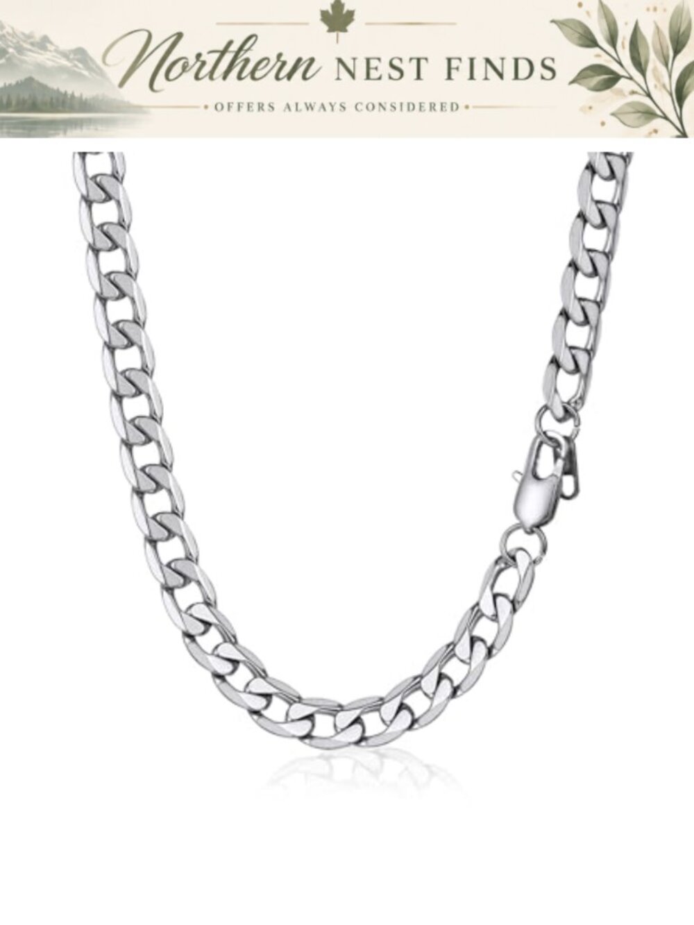 Stainless Steel Cuban Chain Necklace Men 9mm Hypoallergenic Lobster Clasp